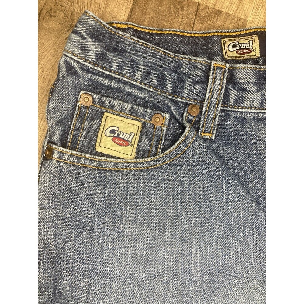 Cruel Girl Jeans Women 7L 29x34 Low Rise Relaxed Bootcut Dark Blue Denim Vtg Y2K - Picture 2 of 9